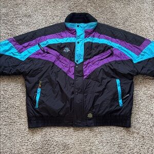 Vintage Cold Wave Black and Purple Puffer Jacket